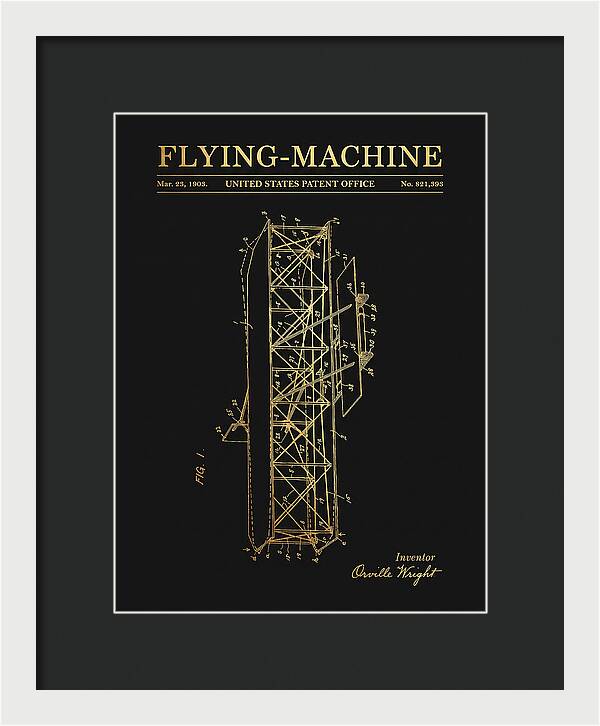 Flying Machine Wright Brothers Gold Patent Us821393