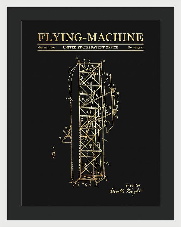 Flying Machine Wright Brothers Gold Patent Us821393