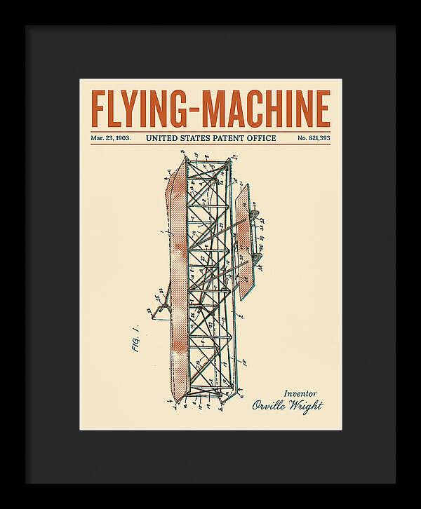 Flying Machine Wright Brothers Retro Patent Us821393