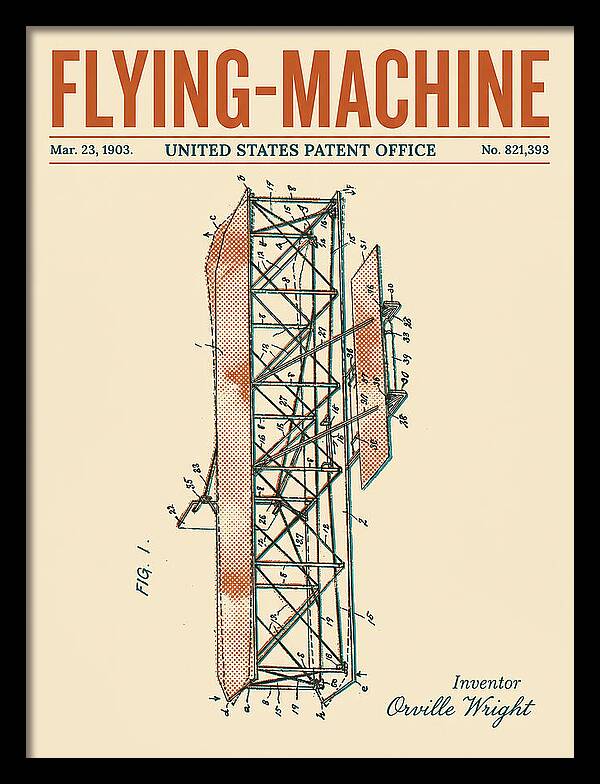 Flying Machine Wright Brothers Retro Patent Us821393
