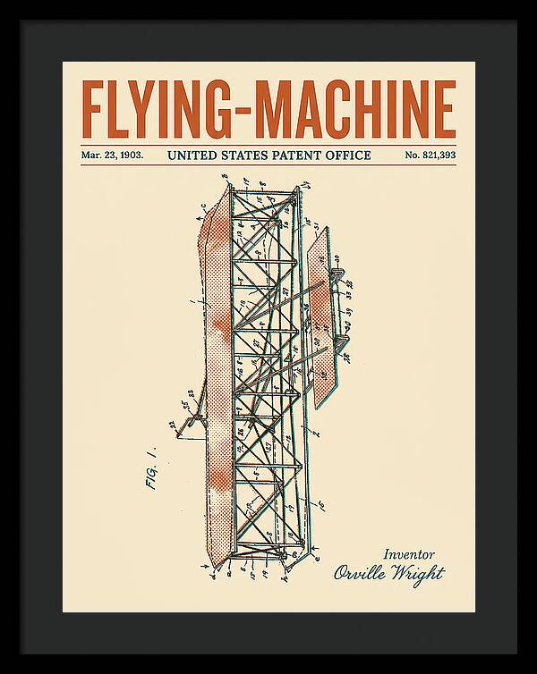 Flying Machine Wright Brothers Retro Patent Us821393