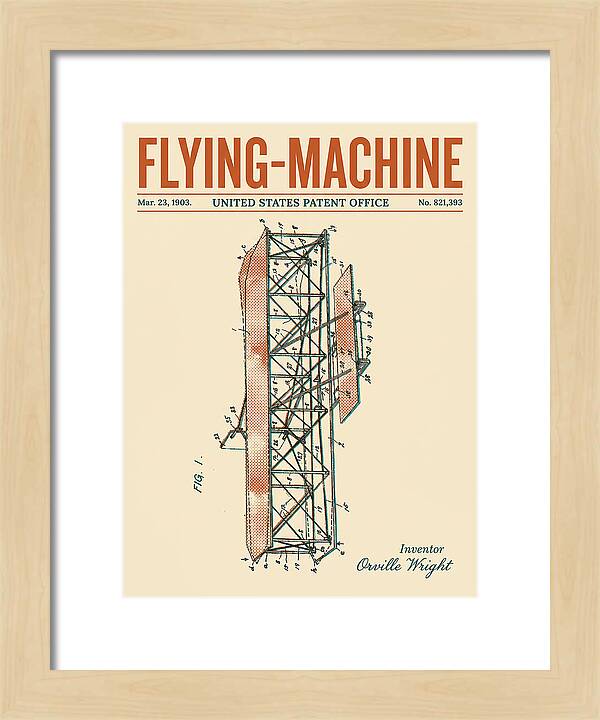 Flying Machine Wright Brothers Retro Patent Us821393