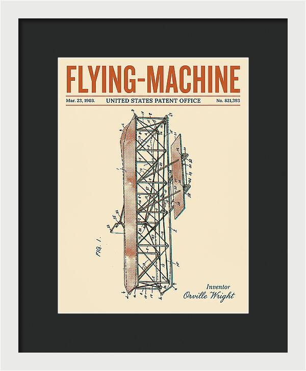 Flying Machine Wright Brothers Retro Patent Us821393
