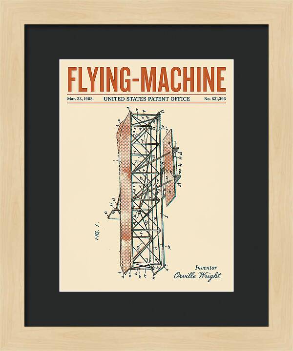 Flying Machine Wright Brothers Retro Patent Us821393