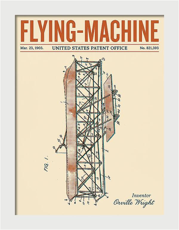 Flying Machine Wright Brothers Retro Patent Us821393