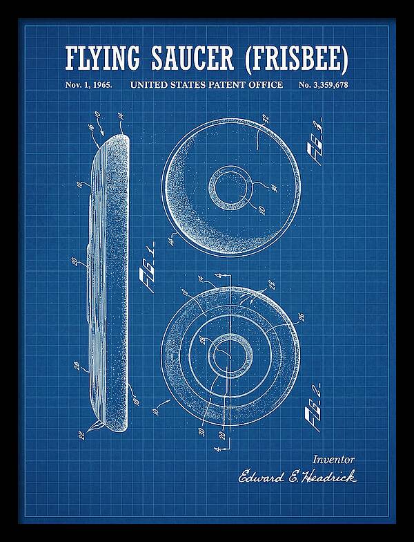 Flying Saucer Frisbee Blueprint Patent Us3359678a