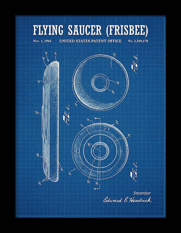 Flying Saucer Frisbee Blueprint Patent Us3359678a