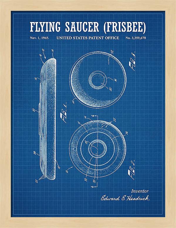 Flying Saucer Frisbee Blueprint Patent Us3359678a