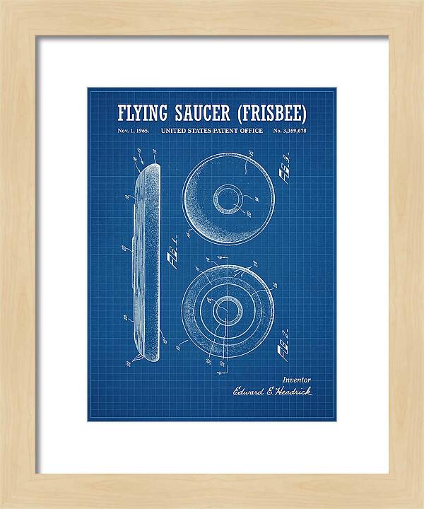 Flying Saucer Frisbee Blueprint Patent Us3359678a