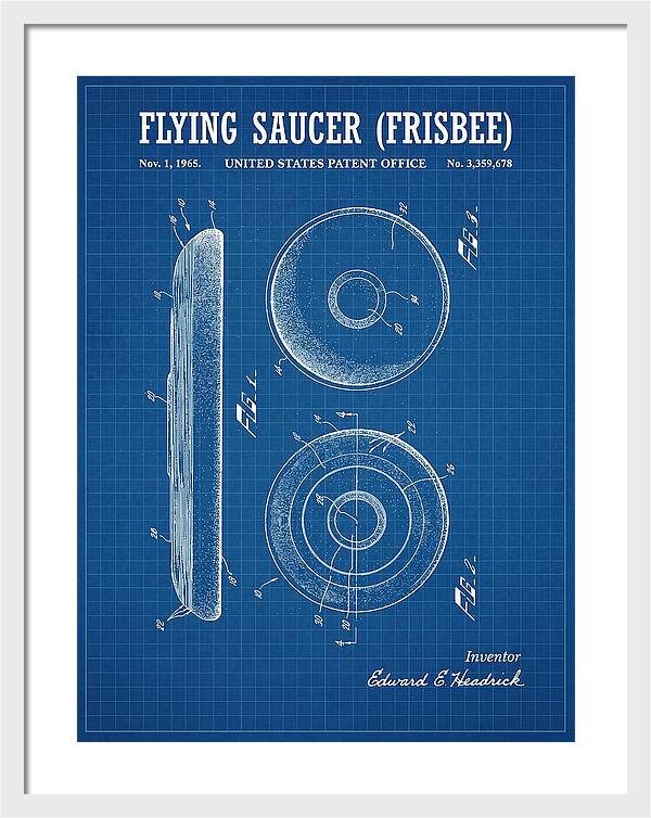 Flying Saucer Frisbee Blueprint Patent Us3359678a