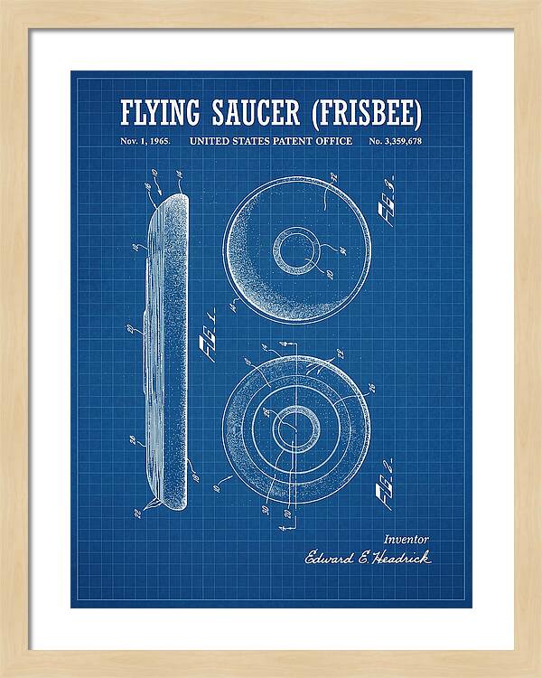 Flying Saucer Frisbee Blueprint Patent Us3359678a
