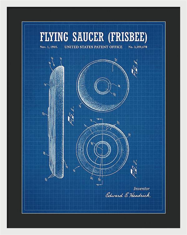 Flying Saucer Frisbee Blueprint Patent Us3359678a