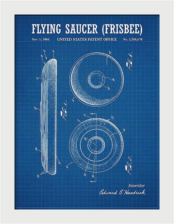 Flying Saucer Frisbee Blueprint Patent Us3359678a