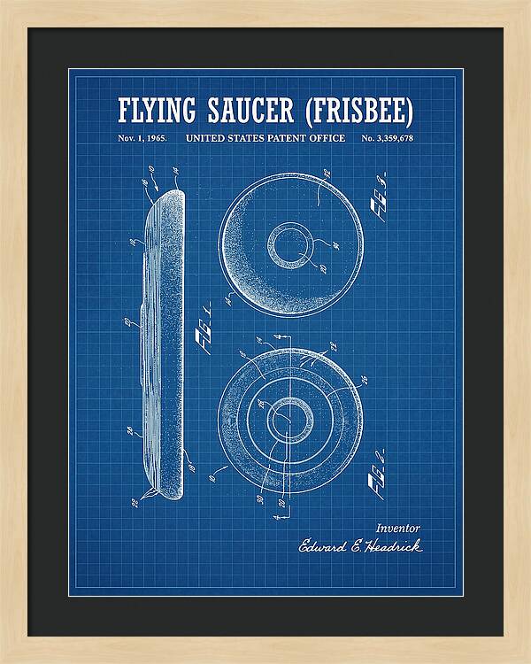 Flying Saucer Frisbee Blueprint Patent Us3359678a