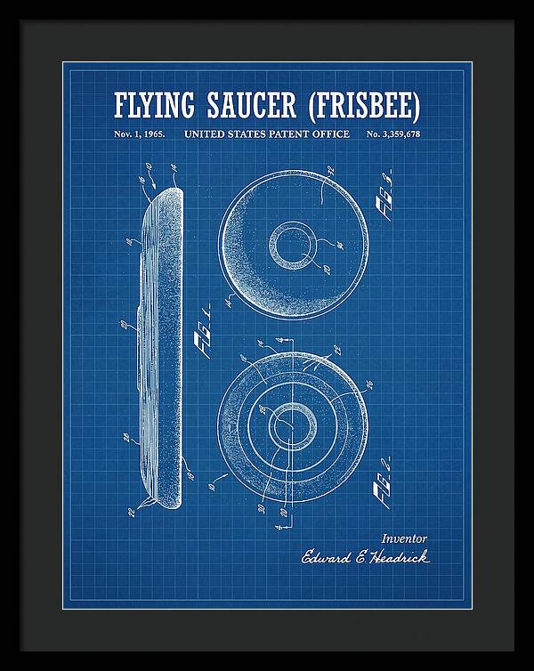 Flying Saucer Frisbee Blueprint Patent Us3359678a