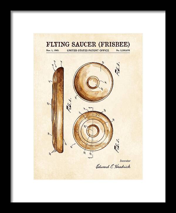 Flying Saucer Frisbee Watercolor Patent Us3359678a