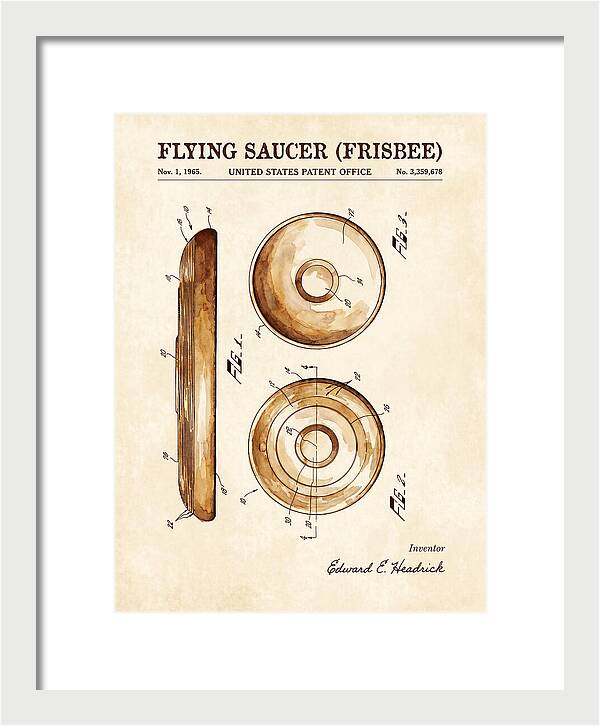 Flying Saucer Frisbee Watercolor Patent Us3359678a