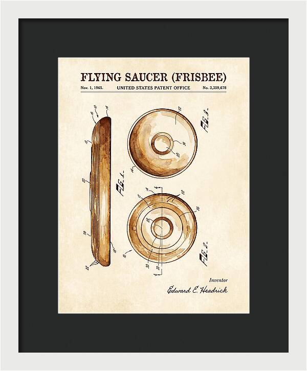 Flying Saucer Frisbee Watercolor Patent Us3359678a