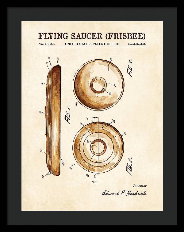 Flying Saucer Frisbee Watercolor Patent Us3359678a