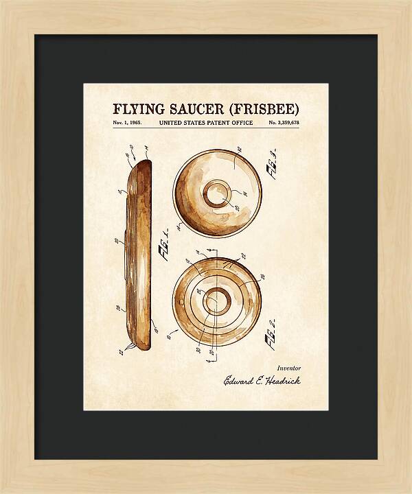 Flying Saucer Frisbee Watercolor Patent Us3359678a