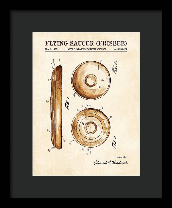 Flying Saucer Frisbee Watercolor Patent Us3359678a