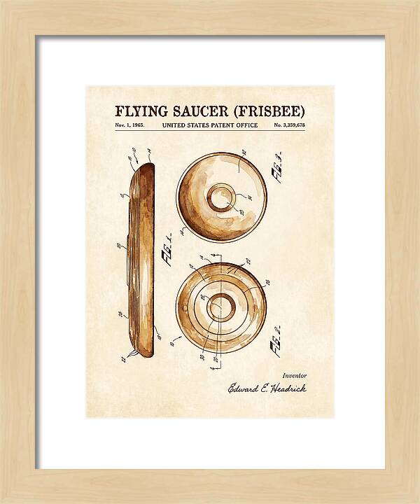 Flying Saucer Frisbee Watercolor Patent Us3359678a