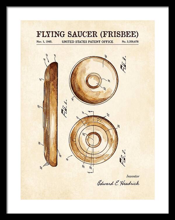 Flying Saucer Frisbee Watercolor Patent Us3359678a