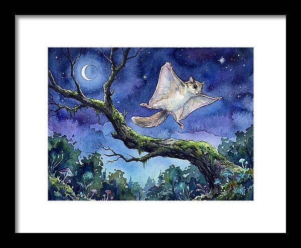 Flying Squirrel In Moonlight