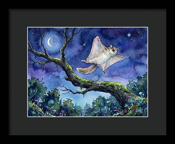 Flying Squirrel In Moonlight