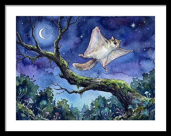 Flying Squirrel In Moonlight