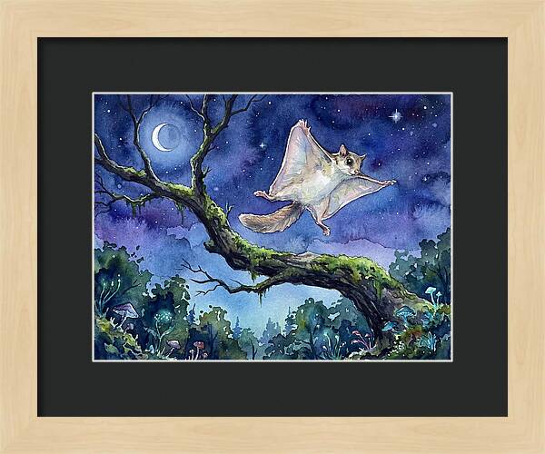 Flying Squirrel In Moonlight