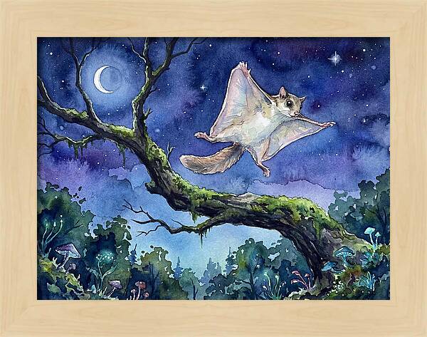 Flying Squirrel In Moonlight
