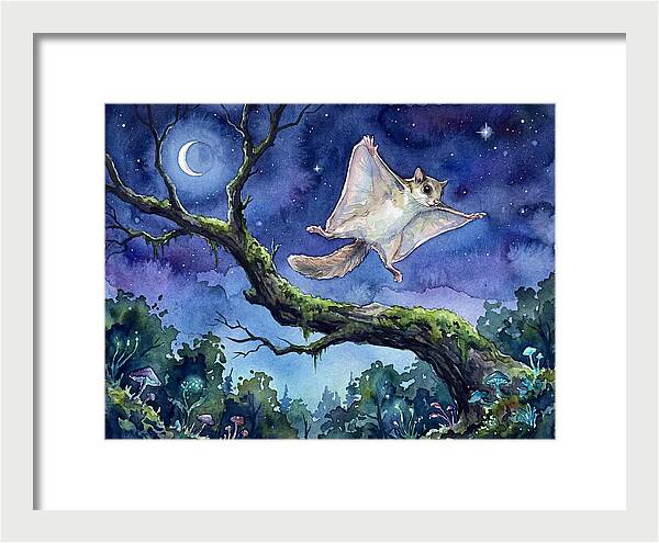 Flying Squirrel In Moonlight