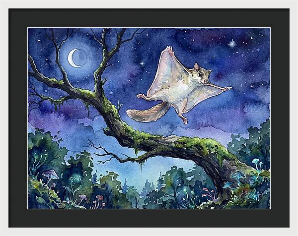 Flying Squirrel In Moonlight