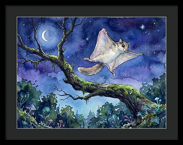 Flying Squirrel In Moonlight