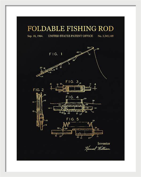 Foldable Fishing Rod Gold Patent Us3245169a