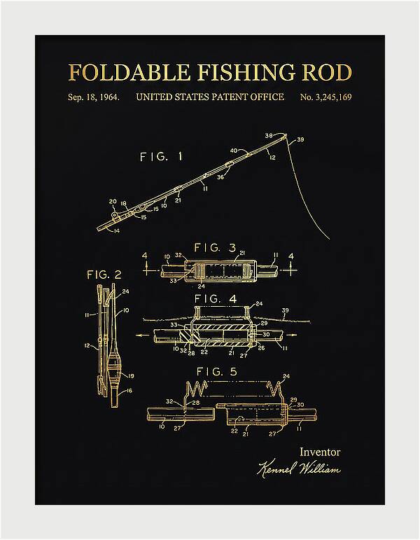 Foldable Fishing Rod Gold Patent Us3245169a