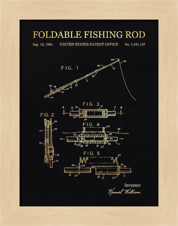 Foldable Fishing Rod Gold Patent Us3245169a