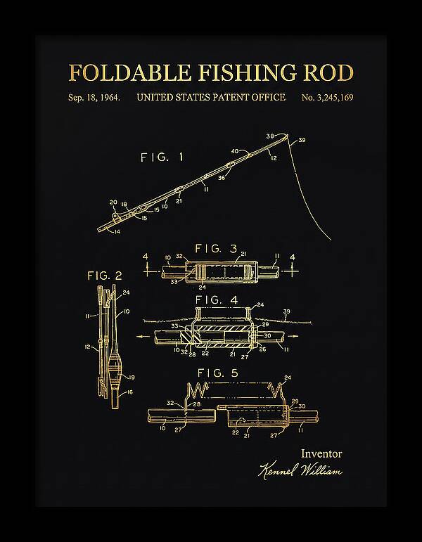 Foldable Fishing Rod Gold Patent Us3245169a