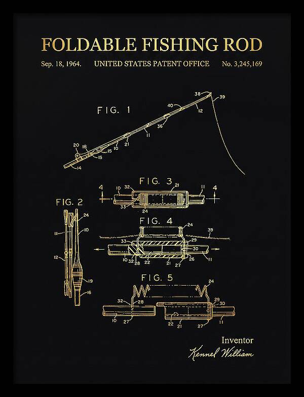 Foldable Fishing Rod Gold Patent Us3245169a