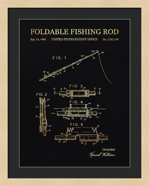 Foldable Fishing Rod Gold Patent Us3245169a