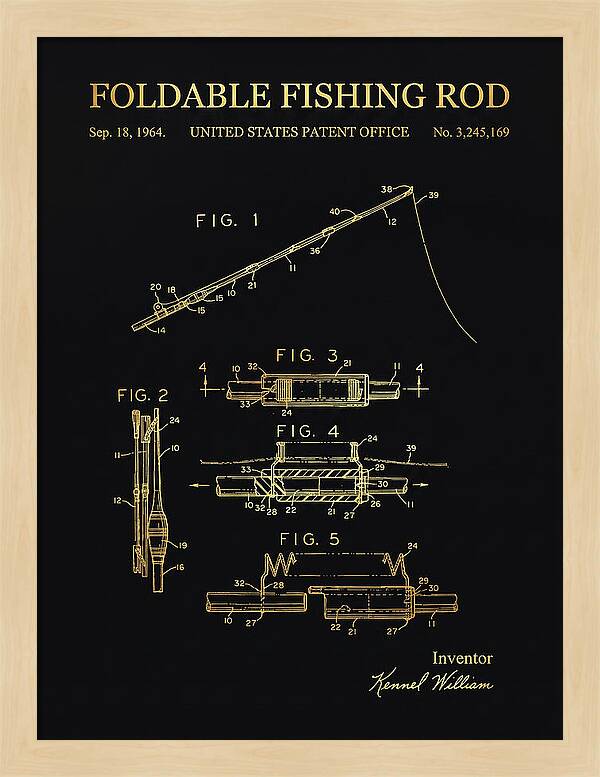 Foldable Fishing Rod Gold Patent Us3245169a