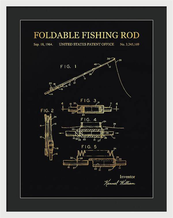Foldable Fishing Rod Gold Patent Us3245169a