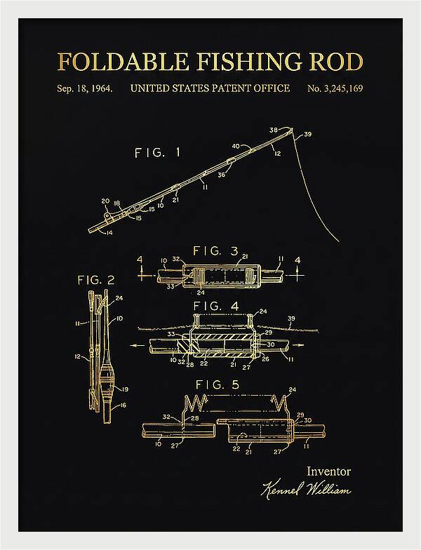 Foldable Fishing Rod Gold Patent Us3245169a