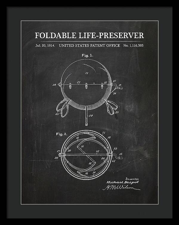 Foldable Life Preserver Chalkboard Patent Us1116393a