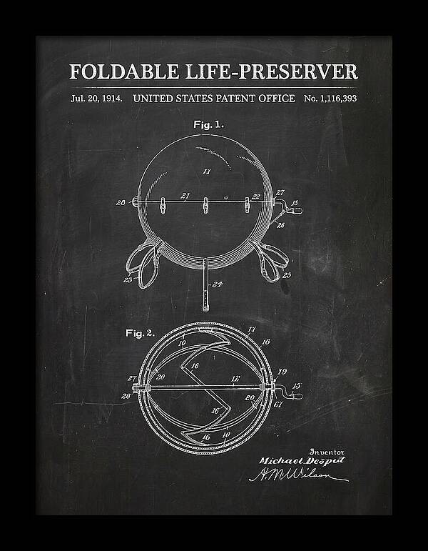 Foldable Life Preserver Chalkboard Patent Us1116393a