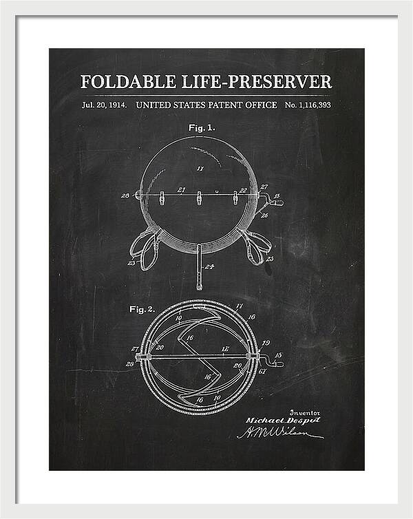 Foldable Life Preserver Chalkboard Patent Us1116393a