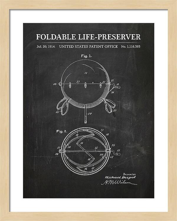 Foldable Life Preserver Chalkboard Patent Us1116393a