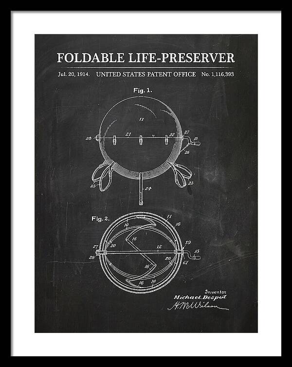 Foldable Life Preserver Chalkboard Patent Us1116393a