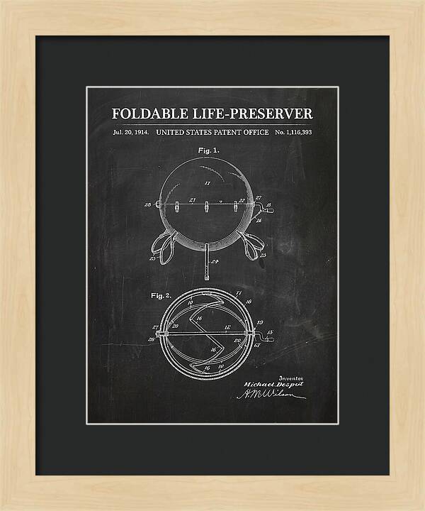 Foldable Life Preserver Chalkboard Patent Us1116393a